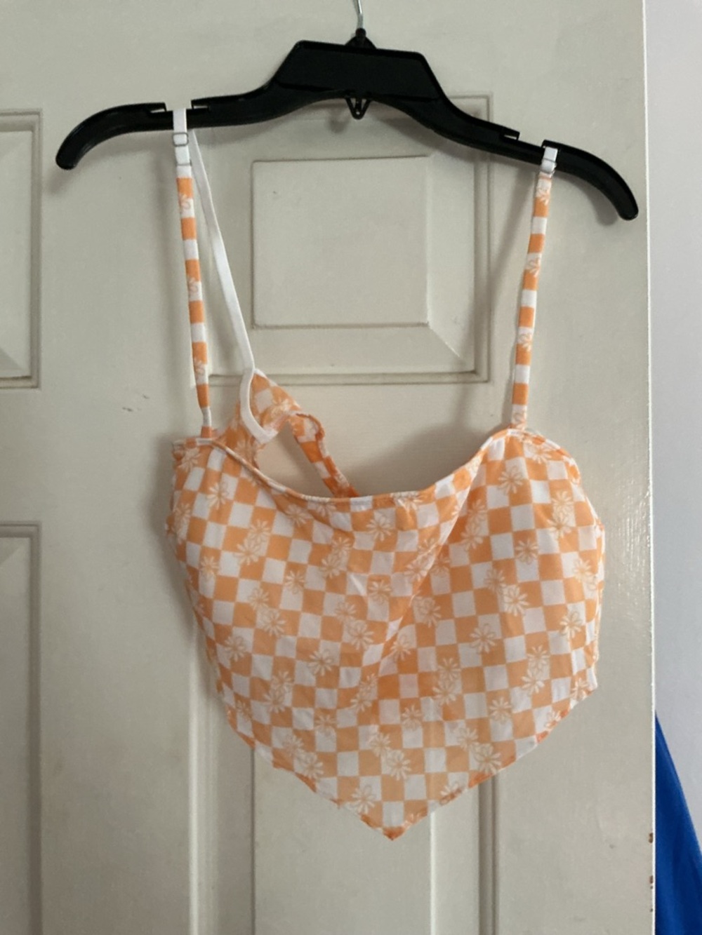 Gilly Hicks Orange and White Checkerboard Tank Top
